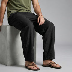 Breathable Cotton Linen Men Trousers